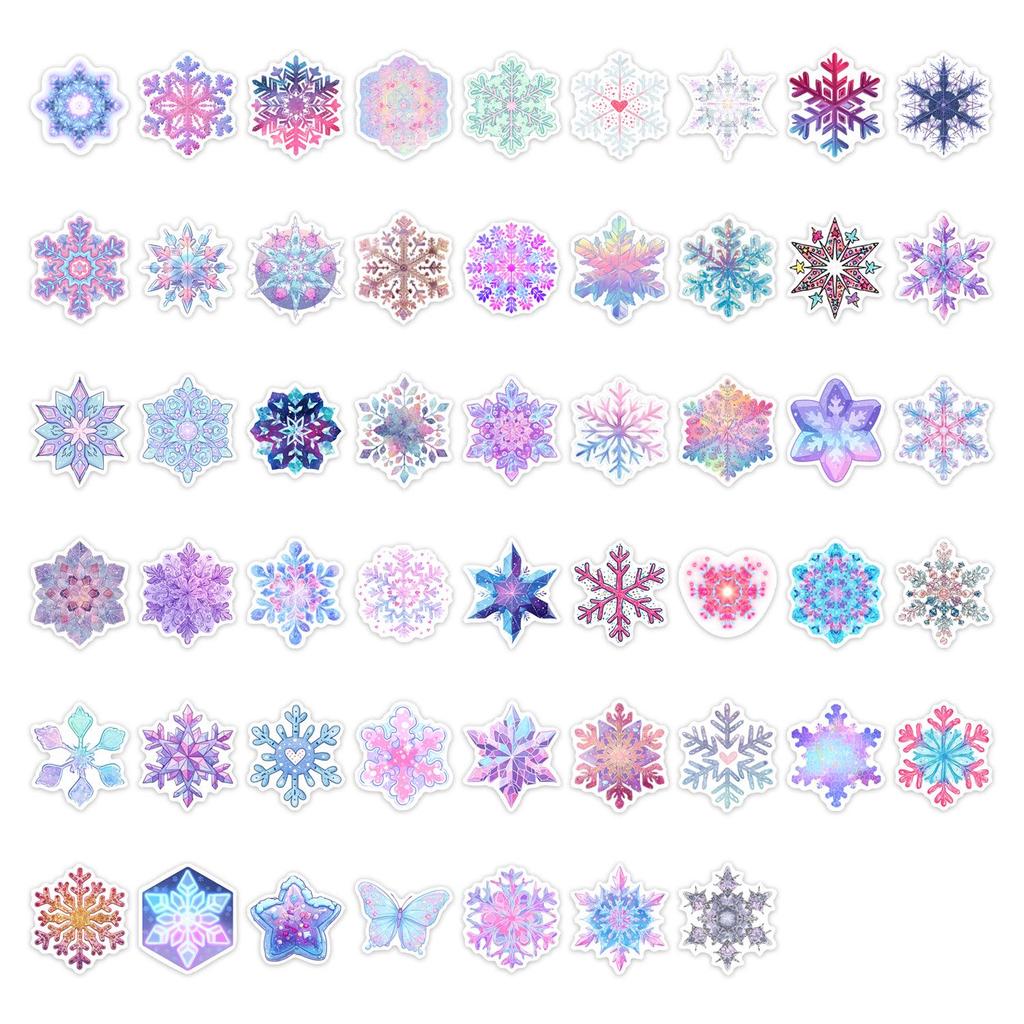 52pcs Christmas Snowflake Window & Notebook Decorative Stickers, PVC Waterproof