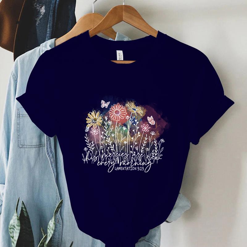 Women Christian Tshirt His Mercies Are Everty Lamentation 323 Print T Shirt Vintage Bible Verse Shirt Religious Faith Tshirt