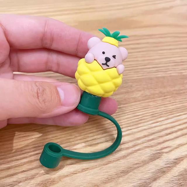 Kawaii Silikon-Strohhalmabdeckung für 7-8mm Cartoon Lebensmittelqualität Silikon Staubdicht Hitzebeständig Strohhalm-Stopfen Kappe Schnabeltassen Zubehör