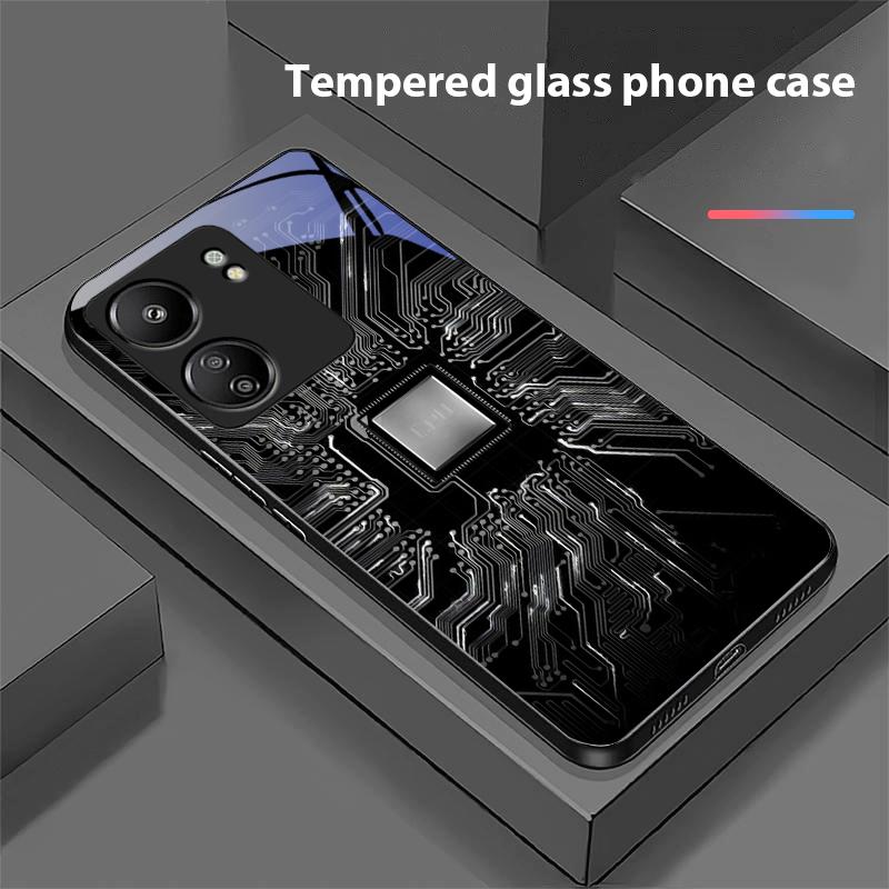 Elemento de Computador Para Xiaomi Redmi 13C Note13 12 Pro Plus 5G Note 9 13T Pro POCO X6 F5 F6 Capa de Telefone de Vidro Temperado Preto