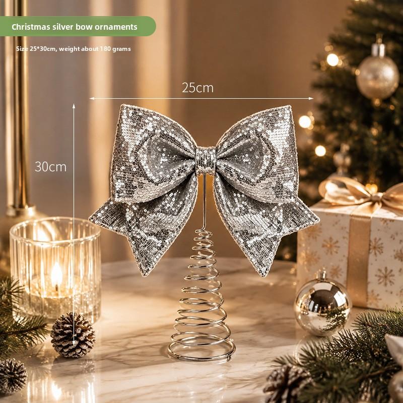 Christmas Scene Decoration with Ironwork Butterfly Knot Ornaments and Decorative Items