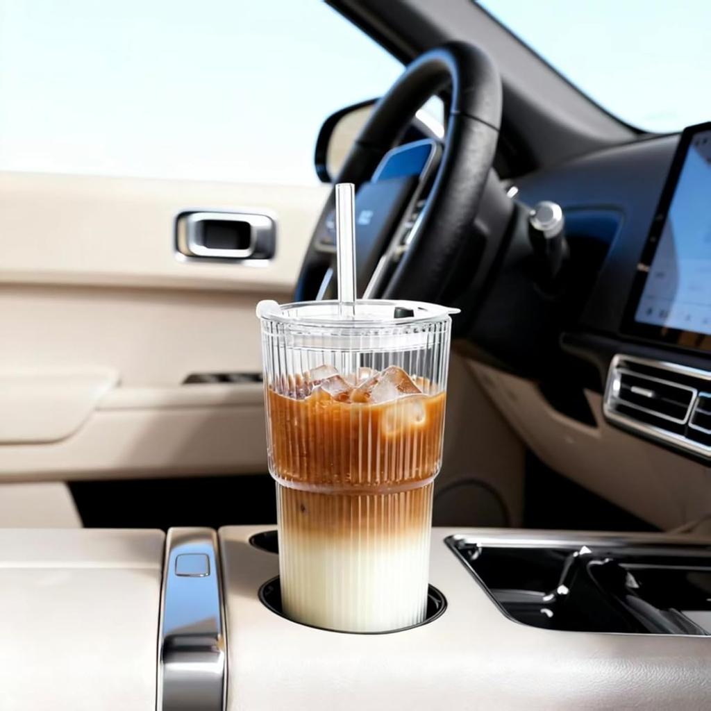 Aesthetic Textured Glass Cup – Premium Soda Lime Glass Tumbler for Cocktails, Juice & Water