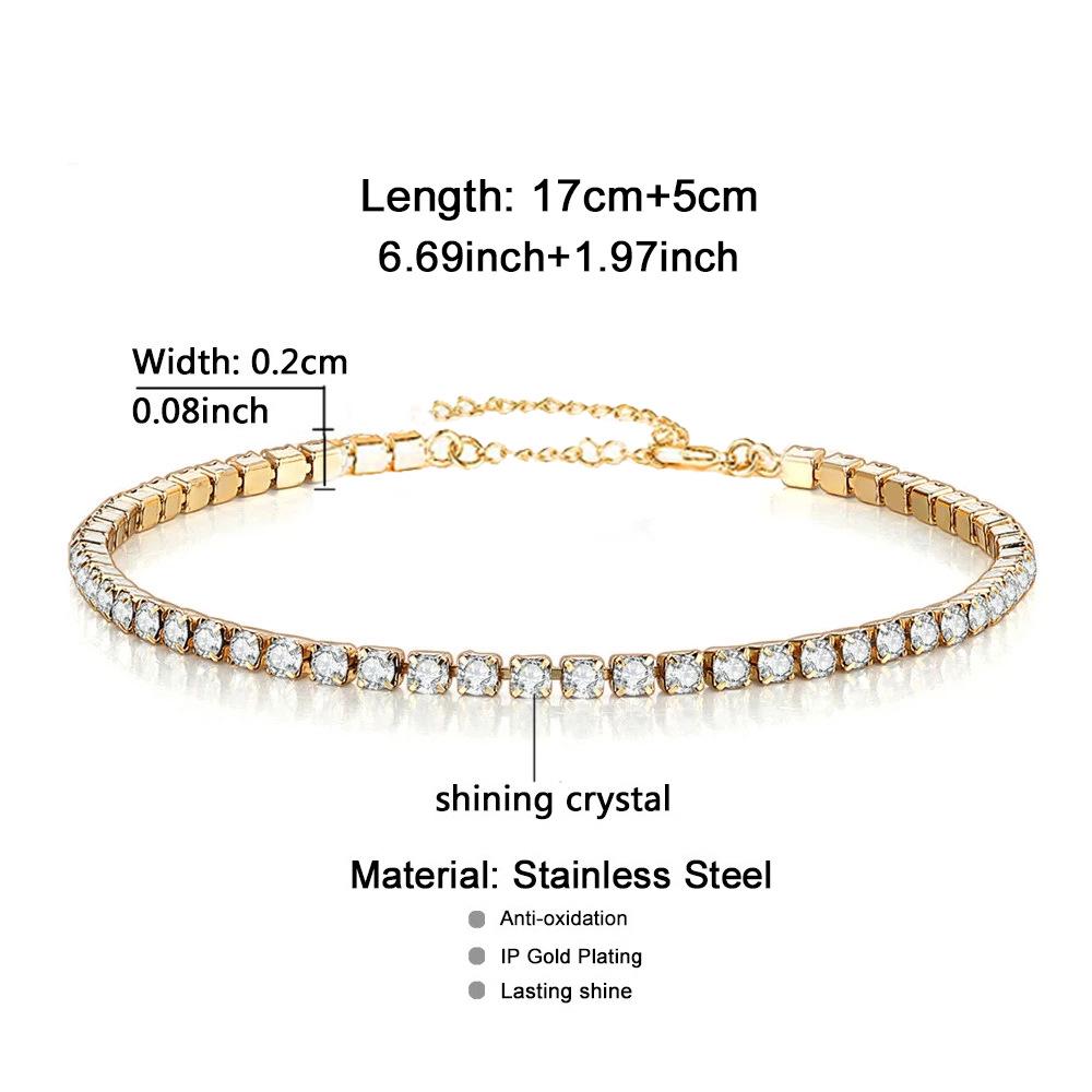 Korean Style Crystal-Inlaid Stainless Steel Chain Bracelet