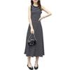 Korean Retro Striped Sleeveless A-line Dress for Women