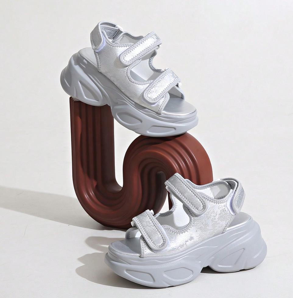 

Новые женские джинсовые сандалии - Большой размер, Толстая подошва, Платформа на липучке 36