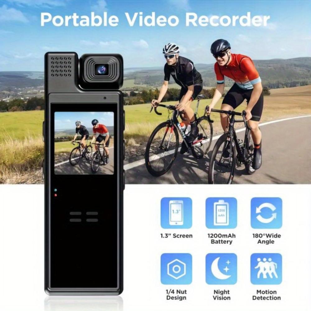 Smart Recorder - 1080P high definition body camera, rotatable lens, handheld pocket camera, gift (SD card not included)