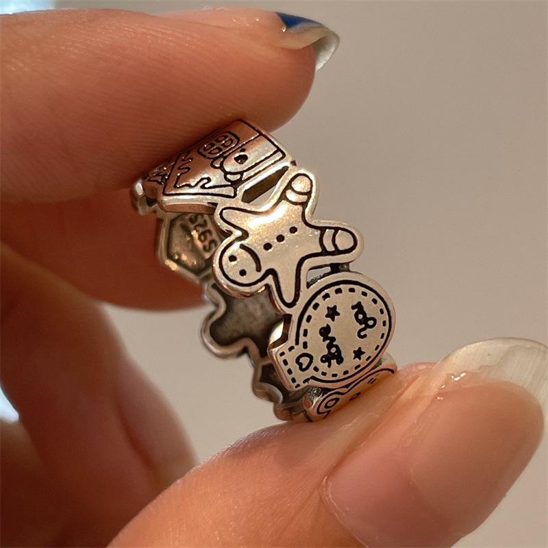 

Gingerbread Man Open Ring - Women s Christmas Punk Retro Korean Fashion. Adjustable Open Ring
