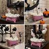 Halloween Bathing Skeleton Ornament Resin Bubble-Filled Bathtub Skeleton Figurine Statue Sculpture Home Office Holiday Party Decoration