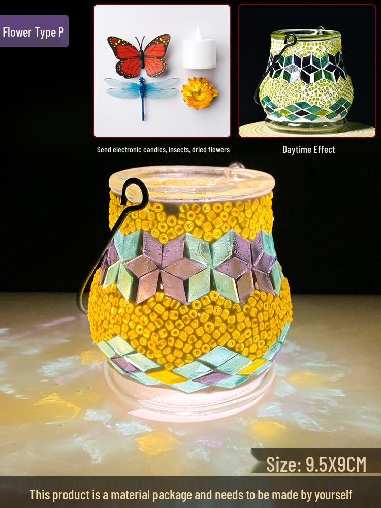 Handmade DIY Mosaic Lantern Kit: Early Education, Parent-Child Activity, Creative Team Building, Gift Toy, Flower Lantern Craft
