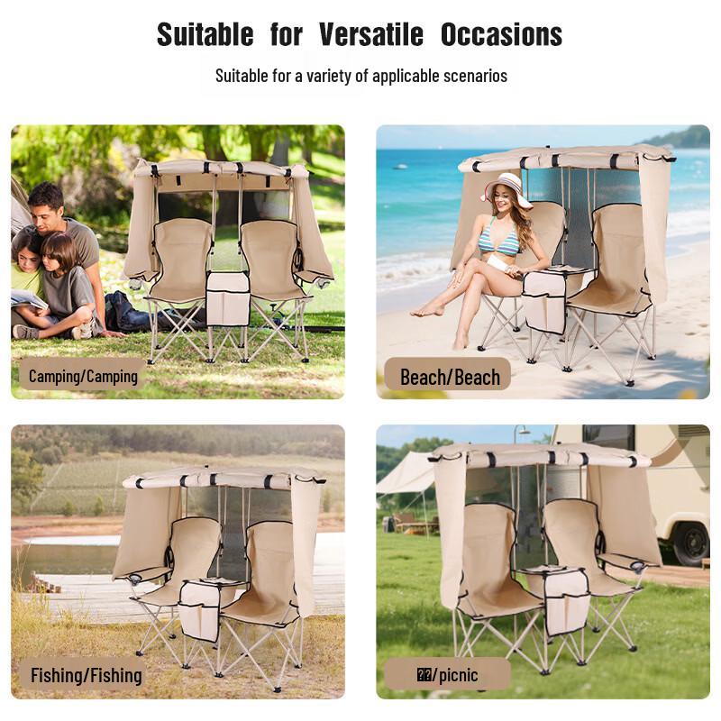 Outdoor Double Folding Director's Chair with Canopy