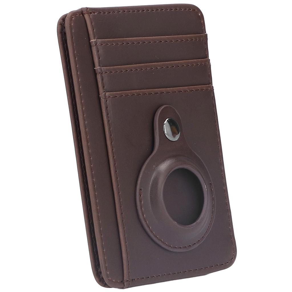 Card Wallet Coffee Color Durable PU Leather Slim Design Portable RFID Blocking for IOS Locator Design RFID Wallet
