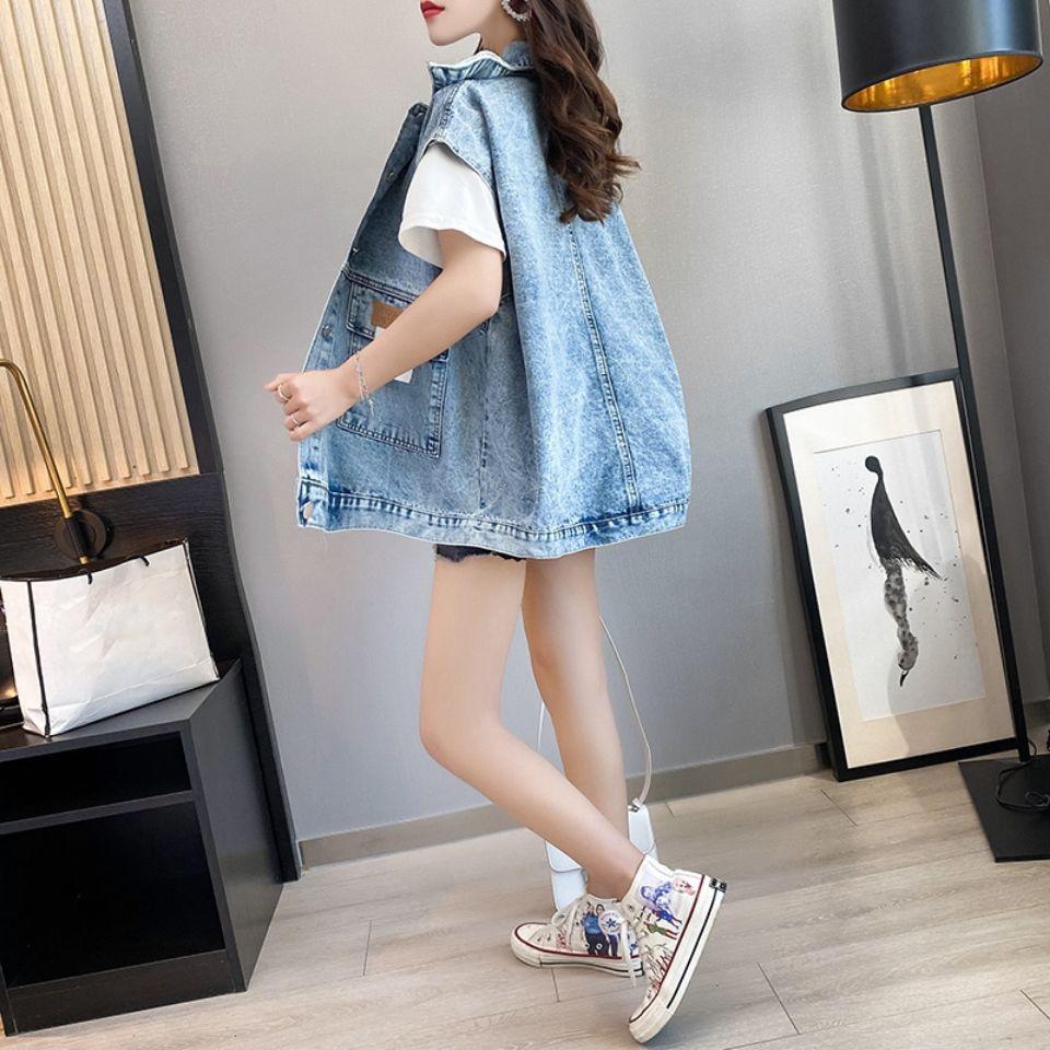 Women's Denim Vest Fashion Spring Autumn Jeans Jacket Sleeveless Loose Short Summer Streetwear