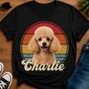 Personalized T-Shirt and Kids Tshirt with Poodle & Retro Sunset – Cotton Top with Your Desired Name