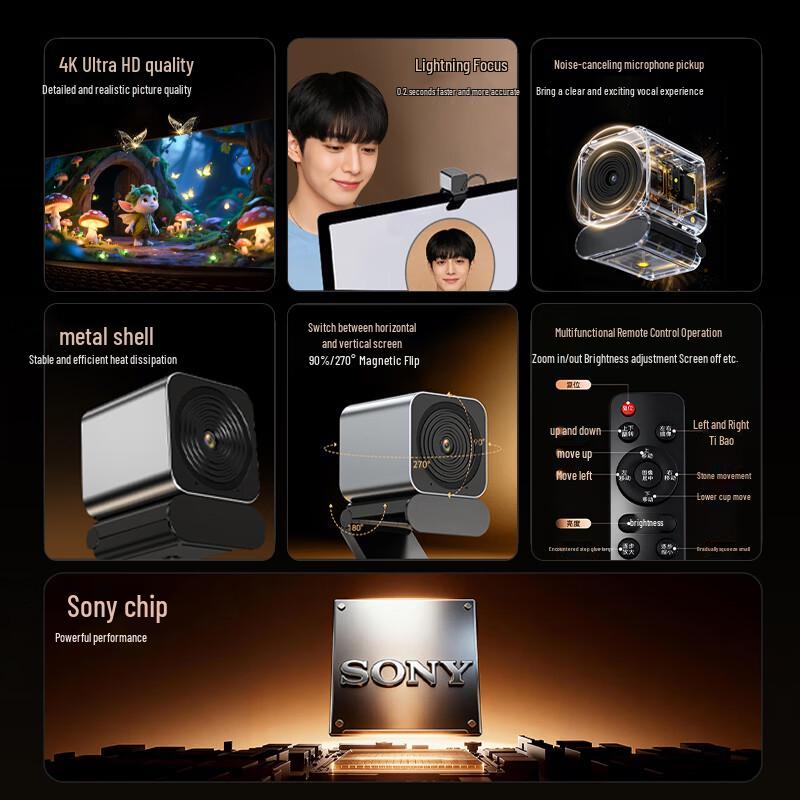 

Steak 4K 12MP USB Live Streaming Webcam