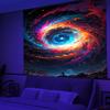 Ultraviolet cosmic vortex luminous tapestry, indoor mood to create atmosphere, psychedelic luminous art, bedroom decoration