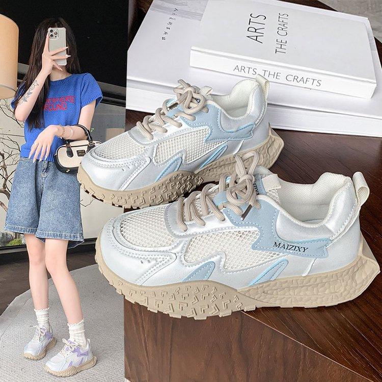 Netzschuhe Freizeitsportschuhe Damen 2025 Sommer neue Damenschuhe rutschfeste Plateau Reiseschuhe atmungsaktives Mesh Dad-Schuhe