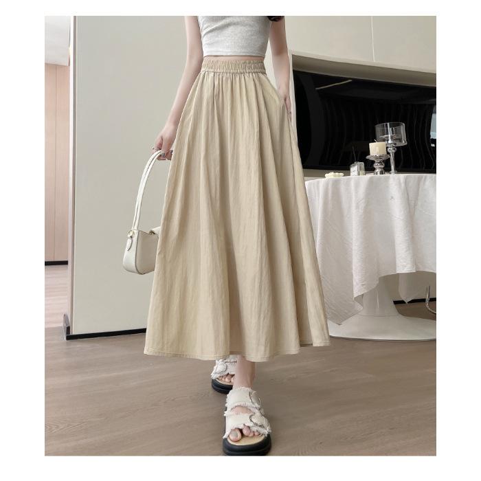 Pleated Yamamoto High-Waist A-line Skirt: Women's Spring/Summer 2025 Korean Style, Slimming, Plus Size, Mid-Length, Hip-Covering Skirt