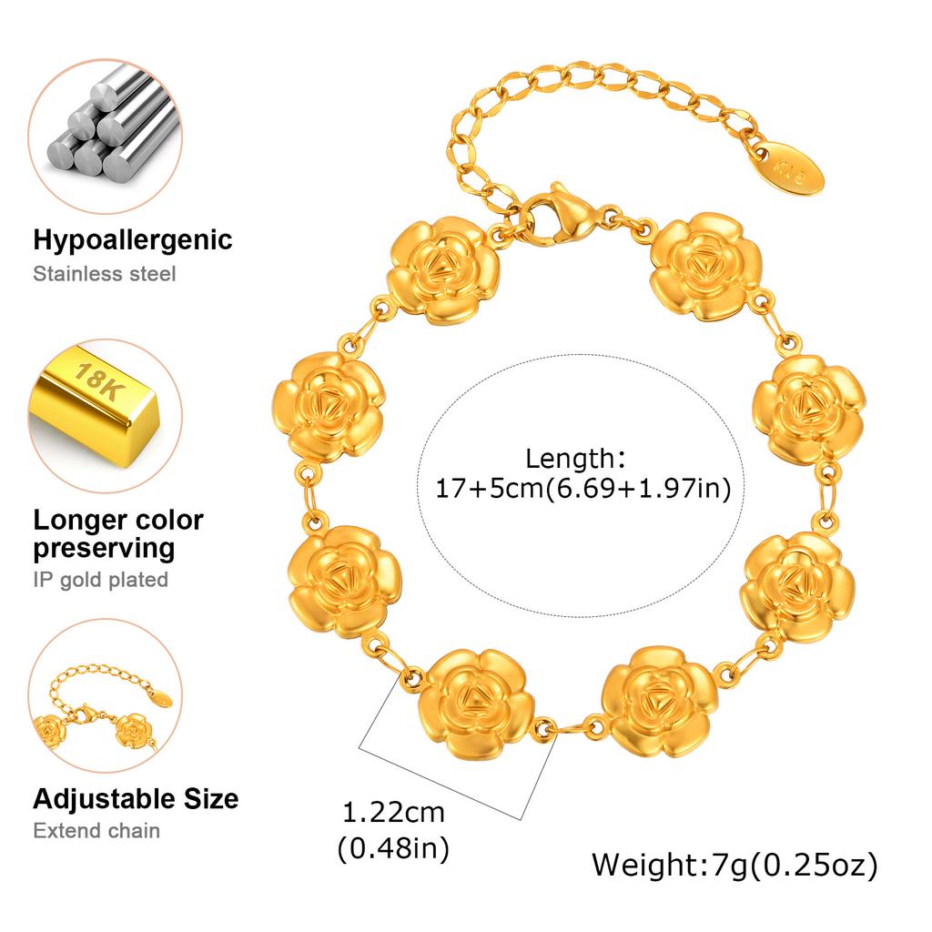 Chunky Stainless Steel Chain Bracelet for Women, Waterproof Lightweight Flower Butterfly Link , Statement Jewelry 2025
