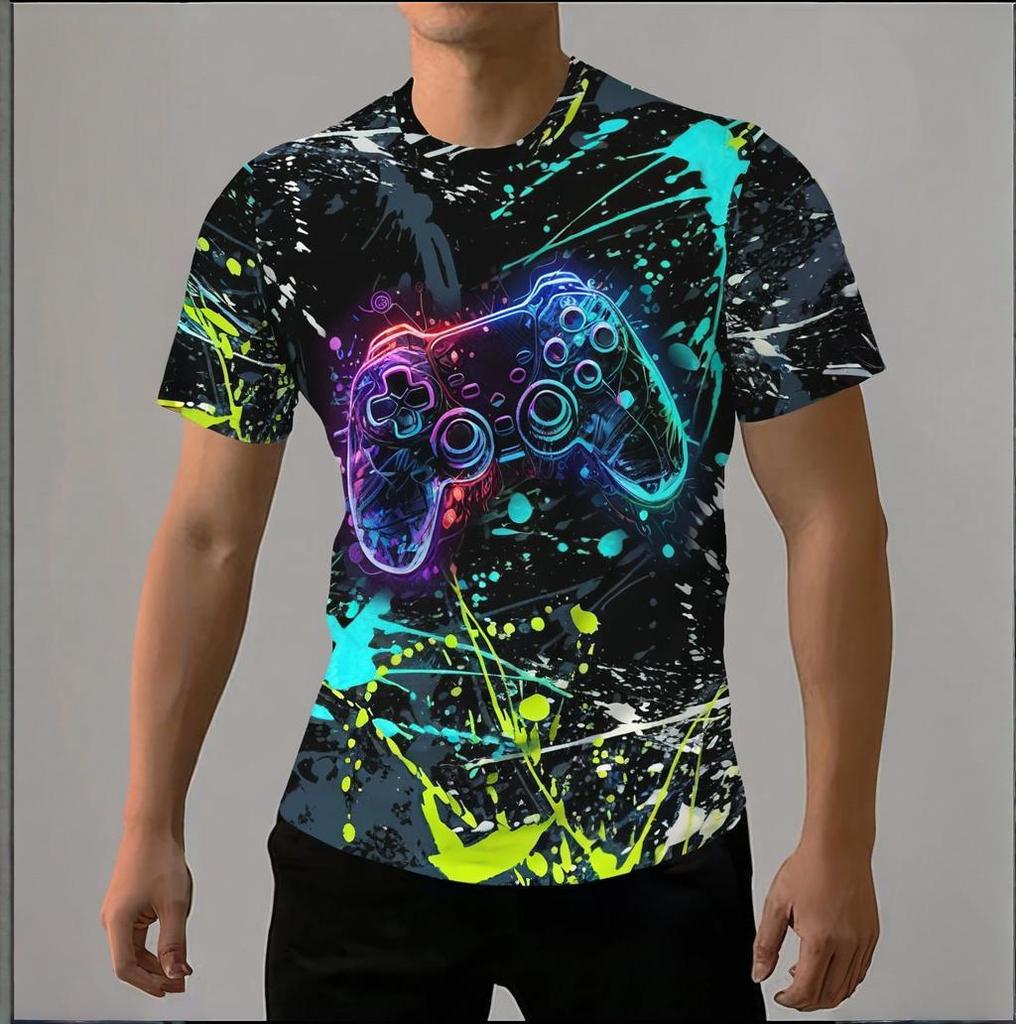 Men's 3D printed street fashion loose oversized T-shirt for sports and casual wear