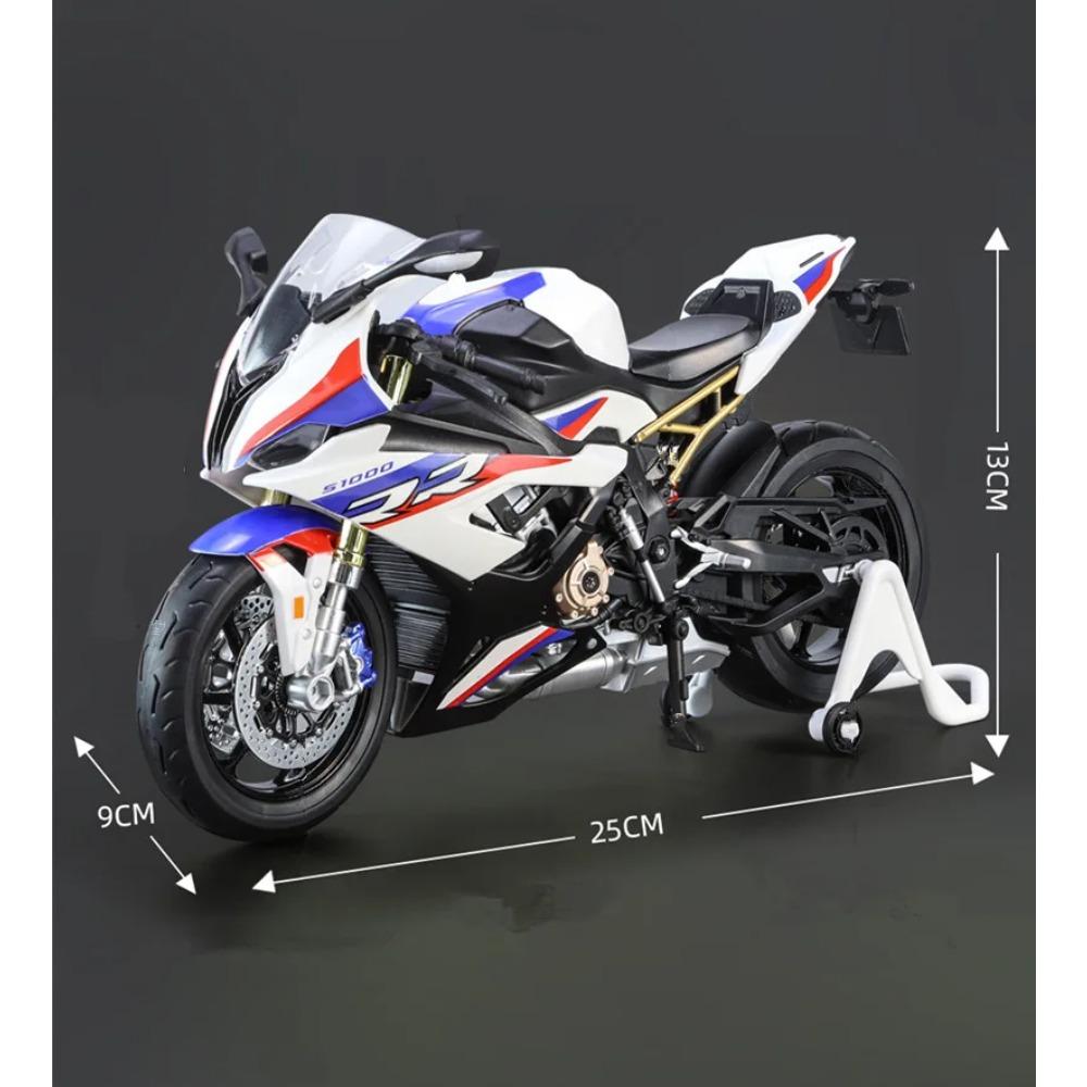 1/9 BMW S1000RR Alloy Racing Motorcycle High Simulation Metal Street Sports Motorcycle Model with Light Collection Children Toy Gift