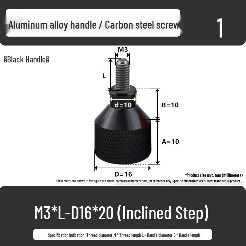 M3M4 Aluminum Alloy Hand-Tightening Flat Head Knurled Adjustment Screw Bolt