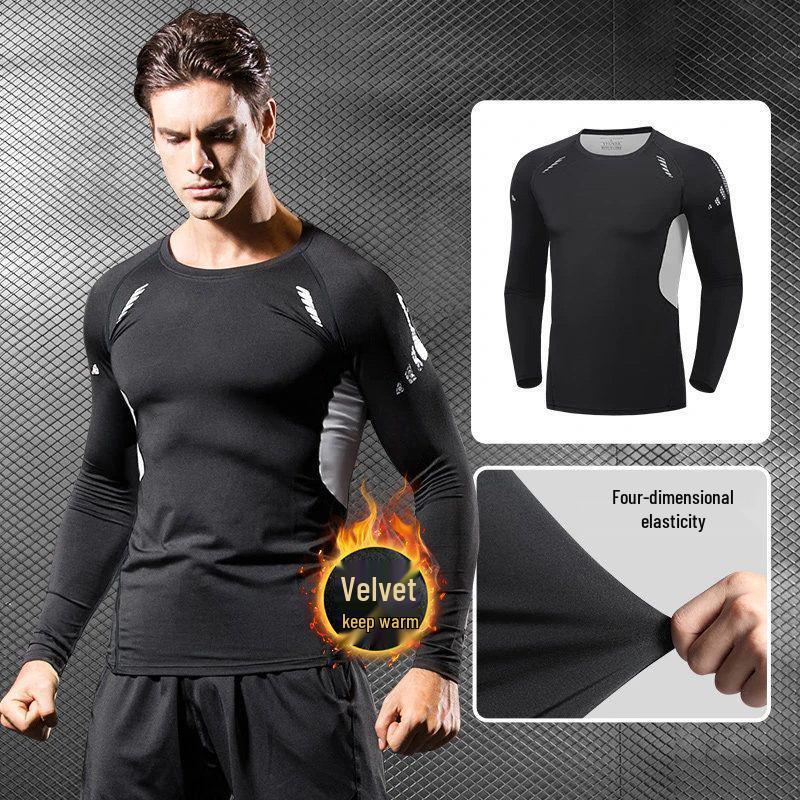 Herren Quick-Dry Langarm Fitnessbekleidung für Herbst/Winter - Hohe Elastizität Lauf-, Fußball-, Basketball-Trainingsshirt