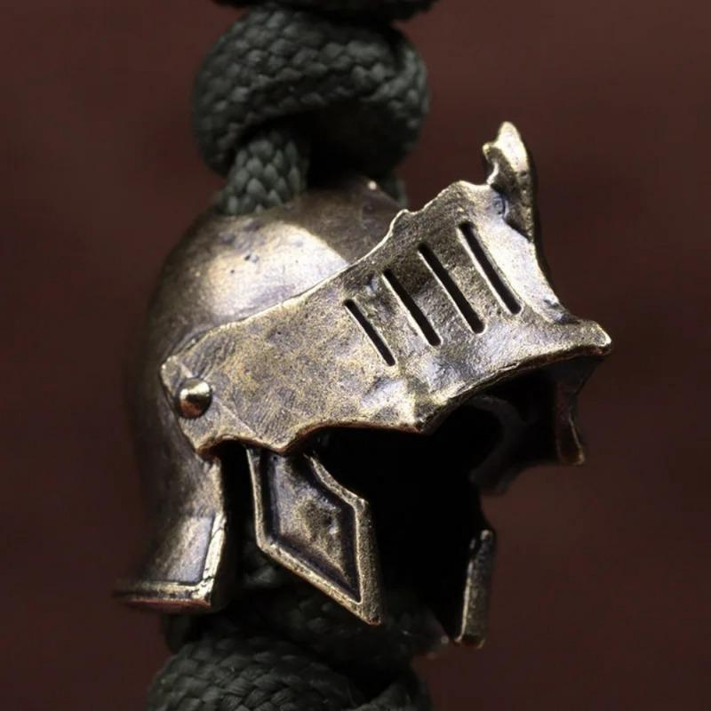Knight Helmet Brass Knife Bead Outdoor DIY Paracord Accessories Woven Lanyard Pendant Jewelry Punk Survival Bracelets Charms