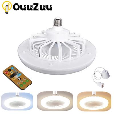 30-W-Deckenventilator mit Beleuchtungslampe, E27-Konvertersockel mit Fernbedienung für Schlafzimmer, Wohnzimmer, geräuschlos, AC 85–265 V