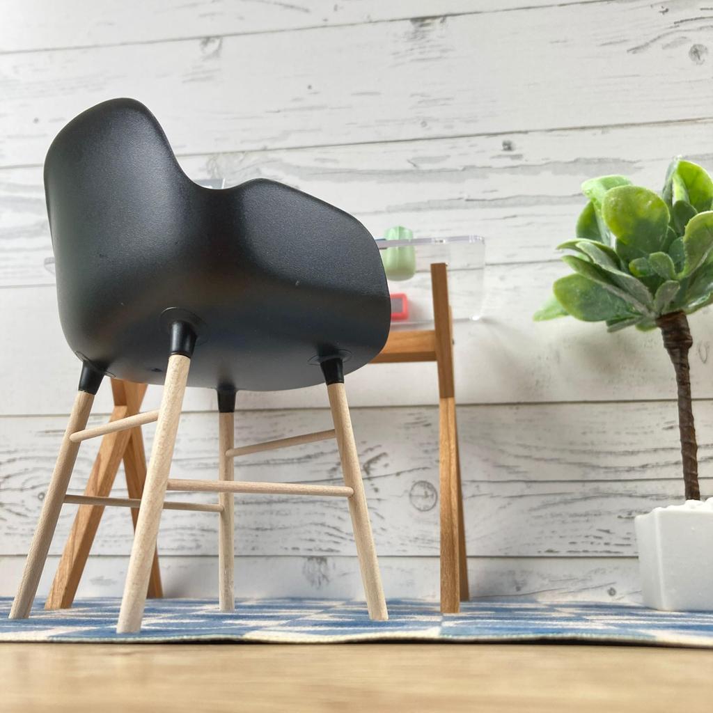 1/6 Scale Miniature Urban Armchair, Ivory Black, Doll Furniture, Modern Design, Dollhouse, Photography Prop