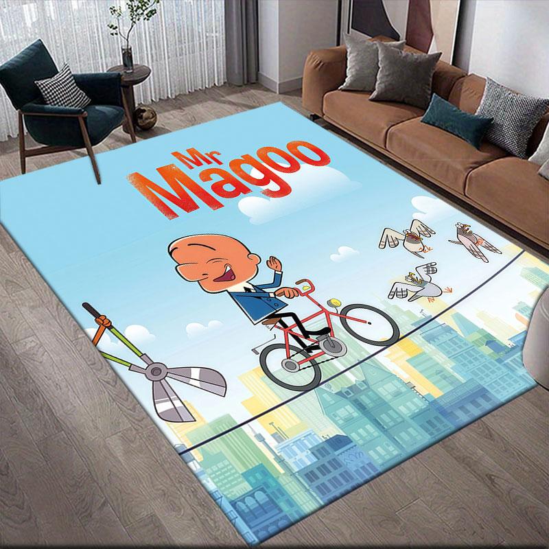 Mr. Magoo Flannel Printed Carpet, Home Sofa Decoration for Living Room & Bedroom, Non‑Slip Play Flannel Floor Mat for Game Room