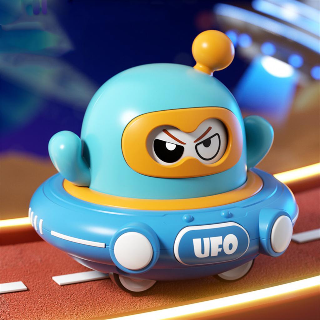 Cartoon-style Double-pull Back Space Saucer Toy, No Batteries Required, Just Pull And Release, Fun Face-changing Saucer Toy