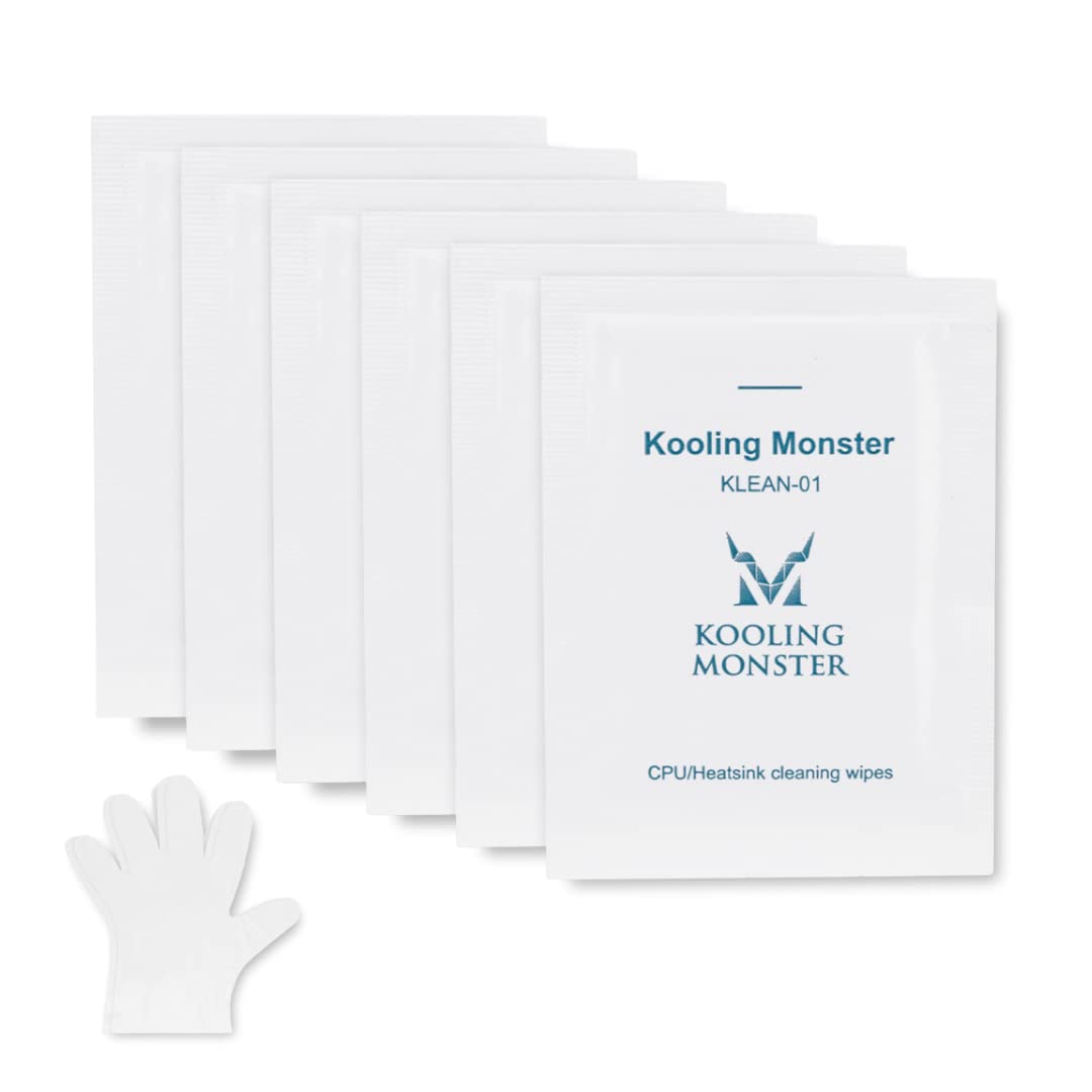 Kooling Monster KLEAN-01 Thermal Grease Remover (with gloves) 12 x 15 cm, Thermal Conductive Mixture Cleaning Wipes, Grease Cleaner Kit (20 pieces)