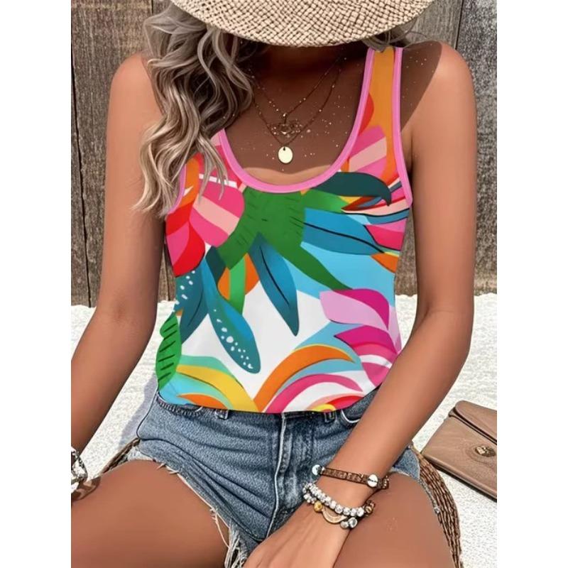 Canotte da Donna con Stampa 3D, Scollo a O, Casual, Semplici, Senza Maniche, Estive, Taglie Forti