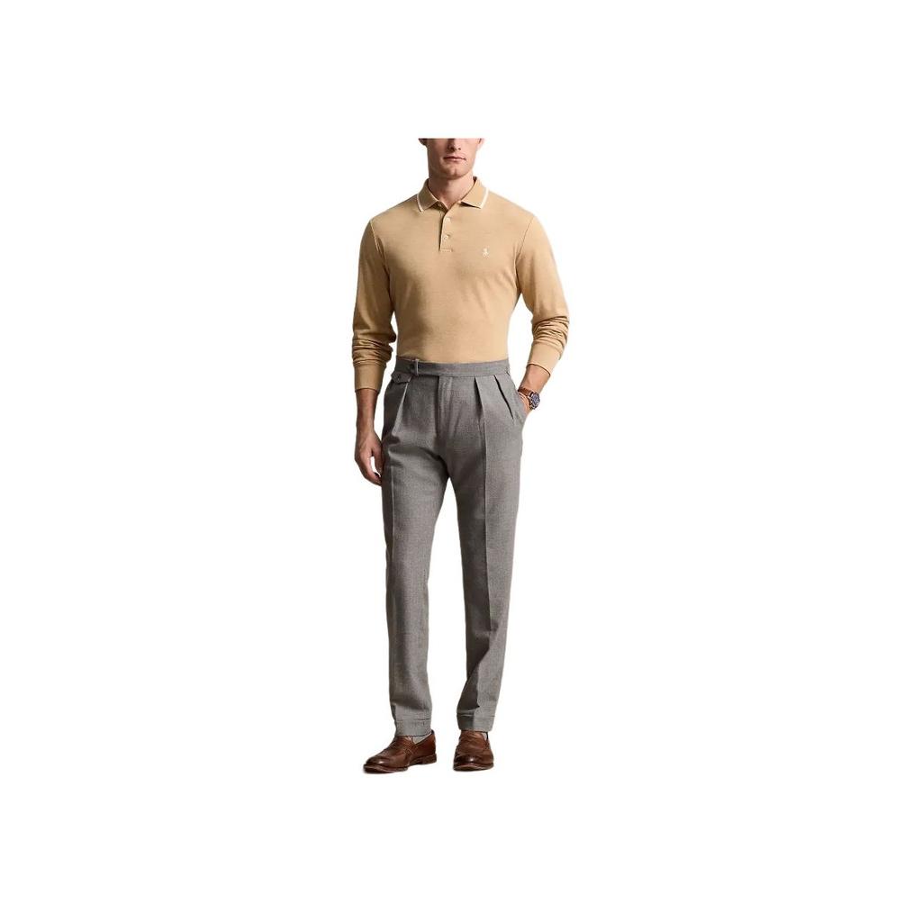 Polo Ralph Lauren Polo a Manica Lunga in Morbido Cotone Edizione Classica Uomo top Cammello MNPOKNI16823928-260