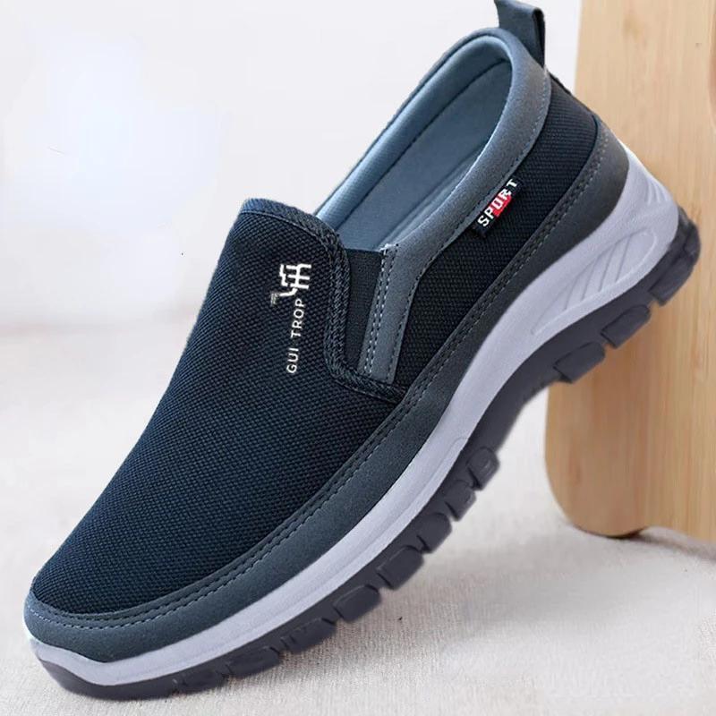 Men's Canvas Shoes Breathable Soft Bottom Non -Slip Casual Shoes Durable Comfortable Slip-On Walking Male Vulcanized Shoes Tenis