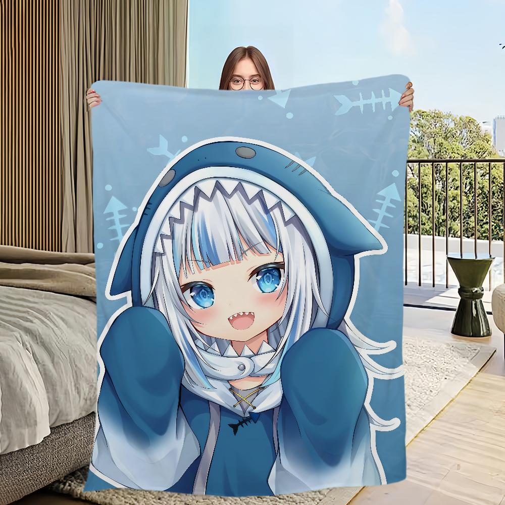 Kawaii Anime Girl Music Art G-gawr G-gura Blanket Flannel Warm Comfort Soft Plush Blanket Sofa Living Room Bedroom Travel Gift