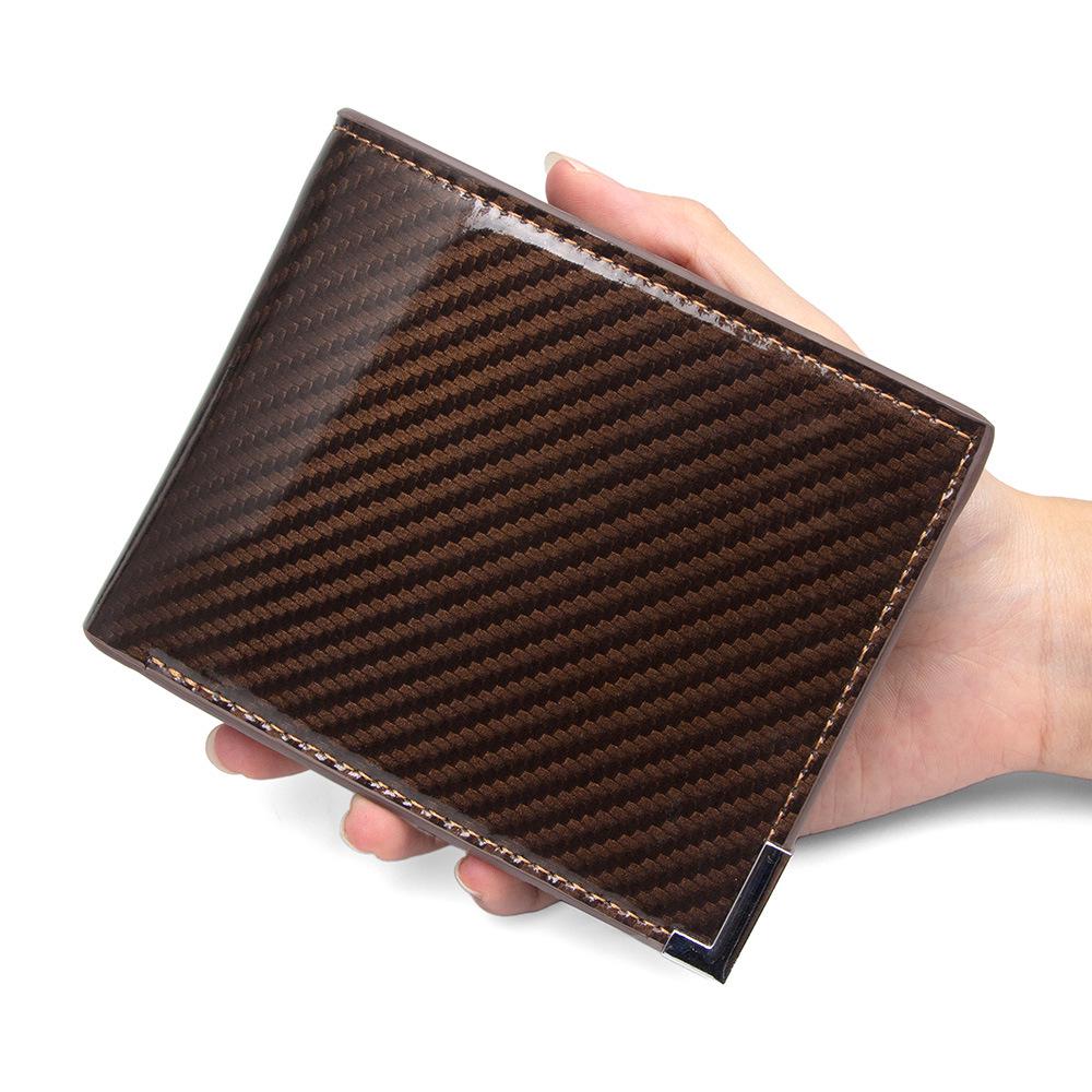 

Роскошный мужской кошелек тройного сложения с узором из углеродного волокна, карманом для монет, множеством отделений для карт и большой вместимостью.
