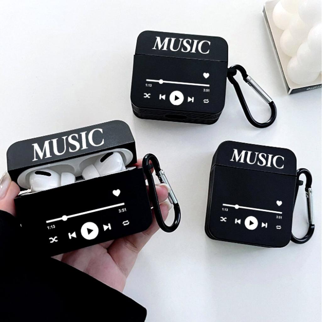 Music square case for Apple AirPods wireless bluetooth headset anti-drop protection soft case cover matte case