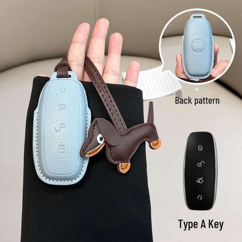French Style Leather Key Case for BYD D9/N7/N8 - Full Coverage Remote Control Protective Shell