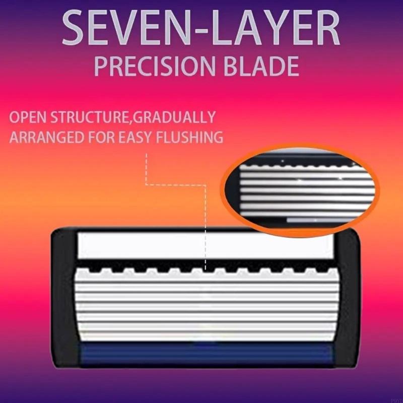 Man Waterproof Manual Razors 7-Layer Razors with Razors Heads Safety Razors Hair Removal Manual Shaver for Daily Use