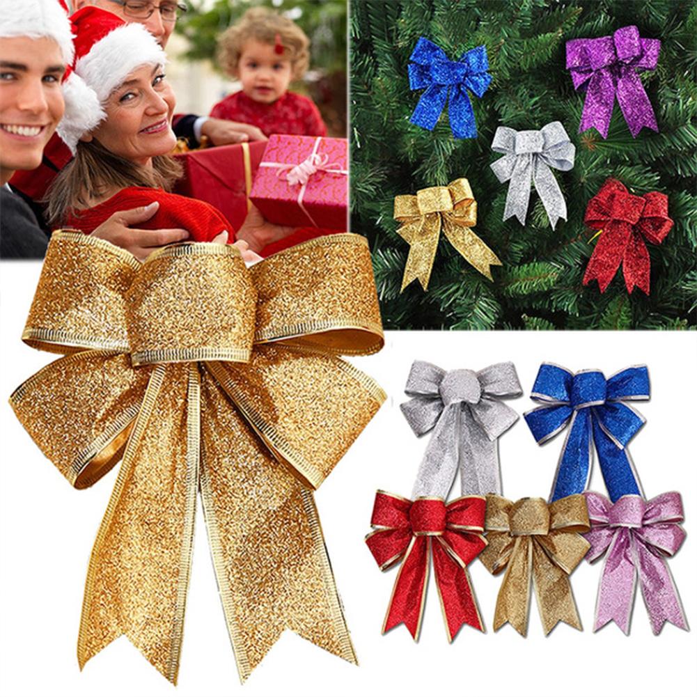 Kolip Bowknot 5 Colors Glittering Powder Bow Christmas Tree Party Gift Christmas Decorations