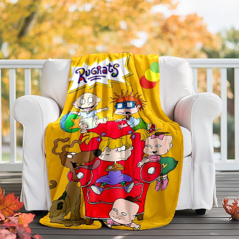 1pc Rugrats In Paris3 Theme Blanket - Digital Print, Polyester, Cozy for All Seasons, Perfect for Outdoor, Camping, and Travel