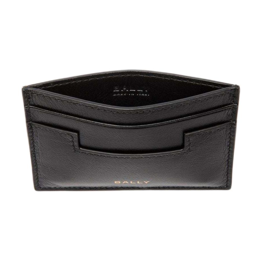 Bally Easy  Collection Badge Print Calfskin Card Holder Men Accessories Black 6308859