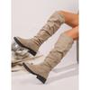 Suede Stacking Boots for Winter 2025 New Plus-size Fleece Low-heeled Sleeves Are No More Than Knee-length Boots for Women