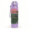 1PC Green bushy plant nature print 750ml colorful plastic sports water bottle leakproof pop up lid with straw for outdoor work home use
