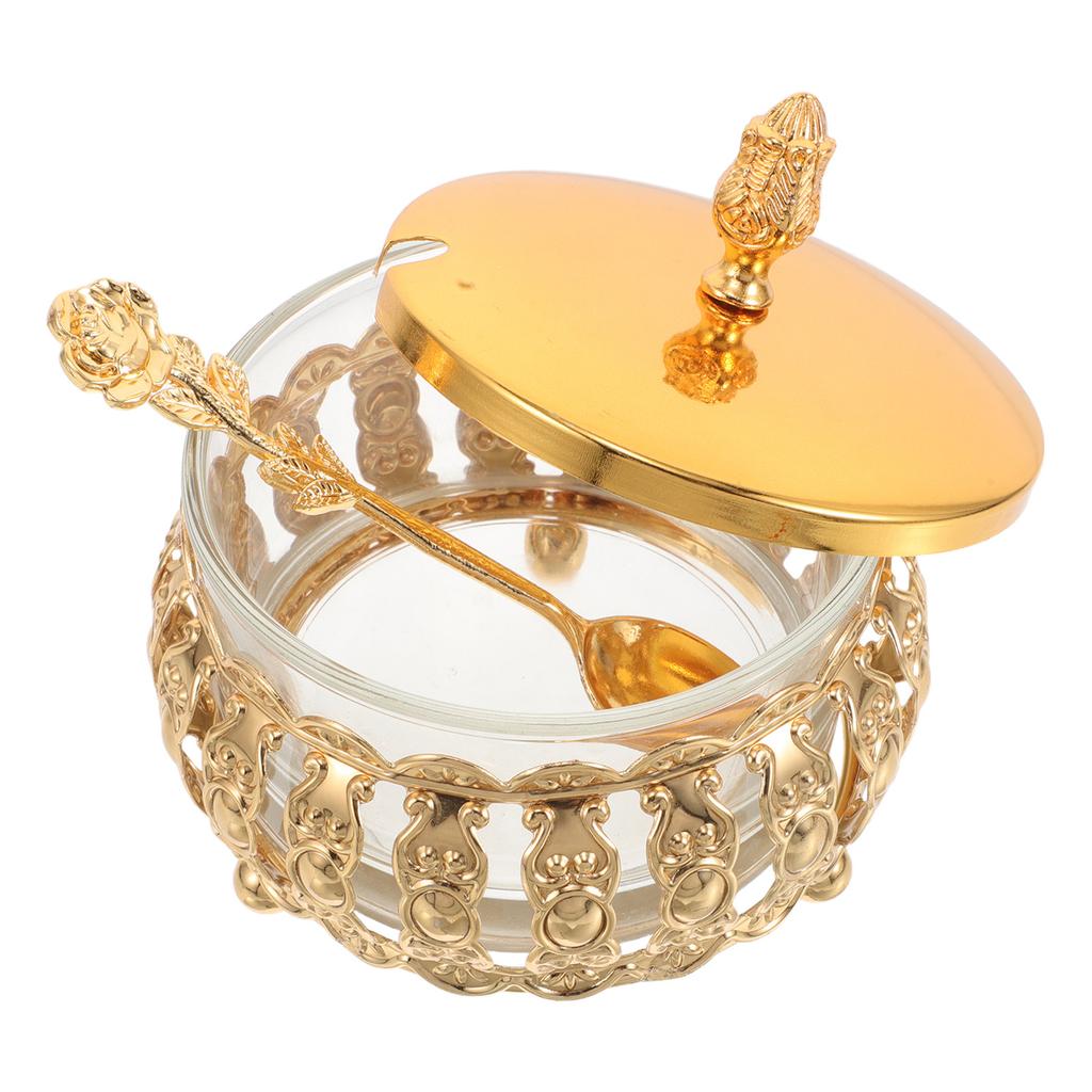 1 Set Barattolo Zucchero con Cucchiaino Vetro Trasparente Ermetico Contenitore Condimenti Contenitore Spezie Cucina Barattolo Spezie Decorativo Cucchiaino Caffè