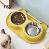 Slow Feeding Dog Bowl Double Bowls Pet Feeder, Feeder And Stainless Steel Bowl, Bone-shaped Spill-Proof Anti-Slip Water Food Set for Indoor Cats Dogs