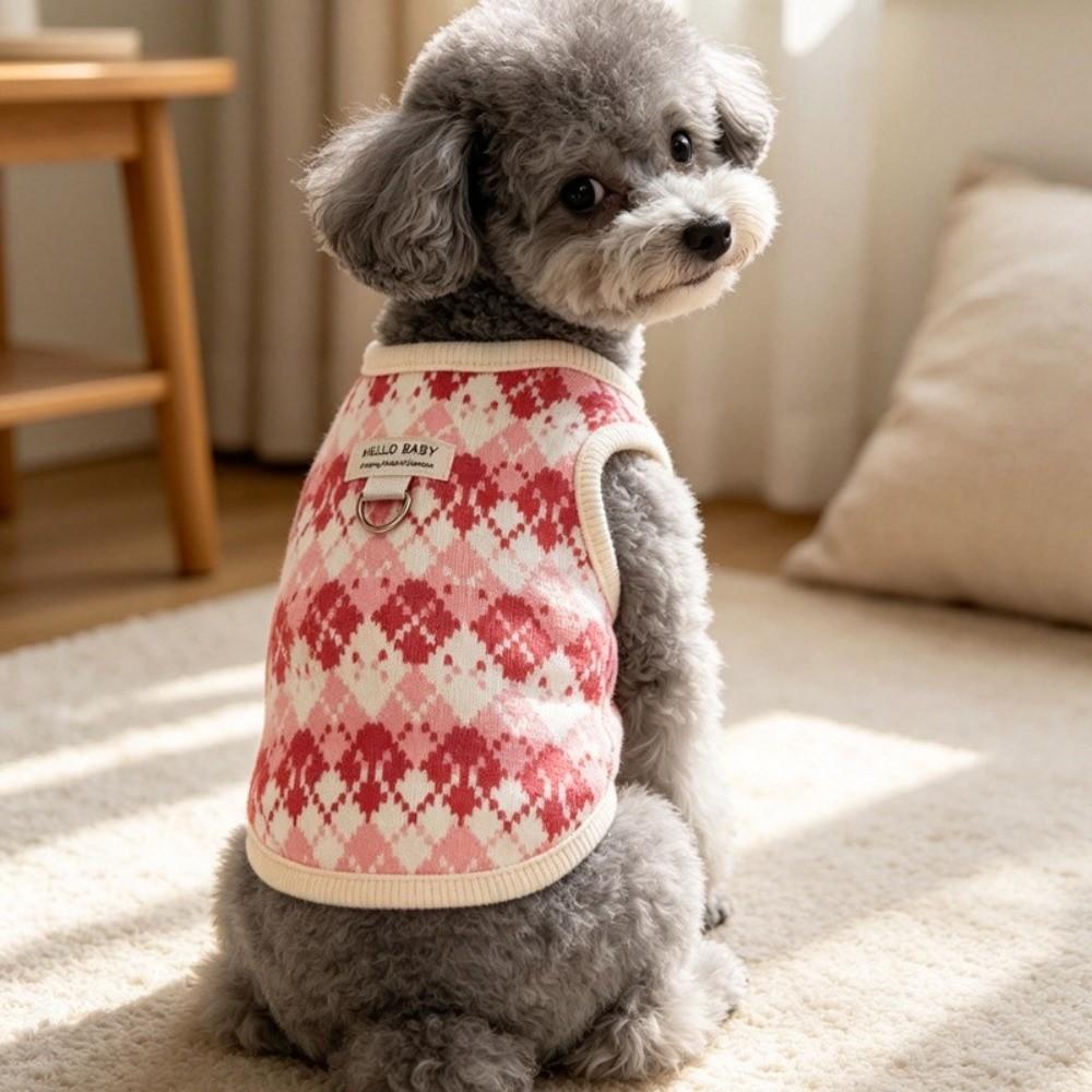 Warm Dog Jacket Printed Pattern Puppy Vest Fashion Dog Knitted Clothes for Cats and Puppy