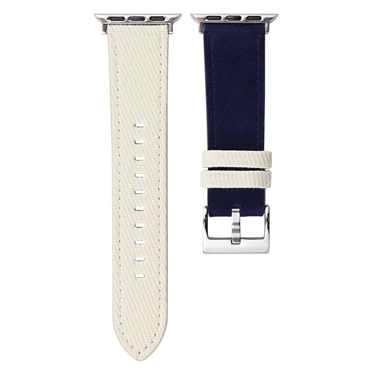 

Splicing Color Watch Band for Apple Watch Ultra 3 2 1 49mm/Series 11 10 46mm/9 8 7 45mm/SE3 SE2 SE 6 5 4 44mm/3 2 1 42mm Suede + Denim Strap C