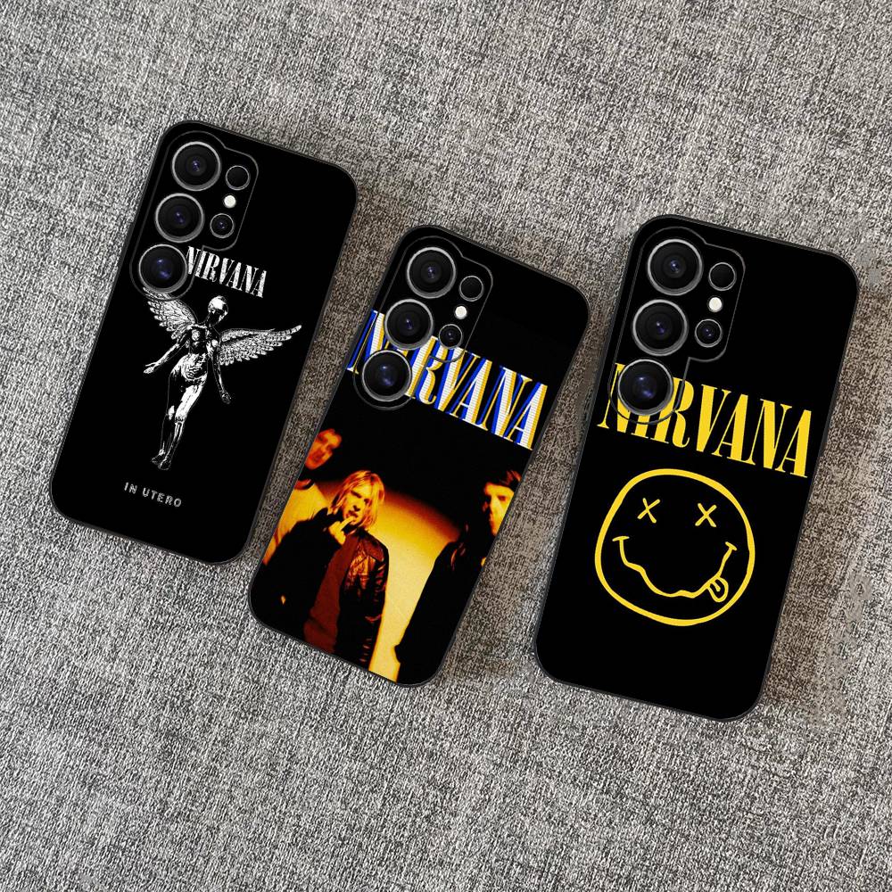 N-Nirvana Rock Band Phone Case For Samsung S 24 Fe 25 Ultra Plus 20 Lite 21 30 22 23 24 22 Ultra 5G Fundas